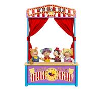 WodGod Wooden Puppet Theater, Puppet Theater with Curtains for Tabletop Drama Performance, role-playing, Great for Shows, Events, Education and Pretend Play, Portable