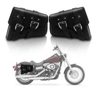 WODHMIEY 1 Pair Motorcycle Saddle Bags, PU Leather Waterproof Vintage Motorcycle Panniers Side Luggage, Large Capacity Motorbike Storage Bag, Adjustable Straps, Easy Installation, Universal