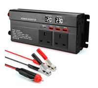 WODHMIEY 1000W Car Power Inverter 12V/24V to 230V Vehicle Voltage Converter with 3 Sockets, 3 USB, 1 Type-C, Dual LED Display, Ideal for Camping, Travel, Motorhomes, Lorries & Emergency Power Supply