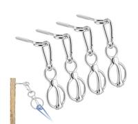 WODHMIEY 4 Pack Horse Tie Ring with Eye Bolt & Safety Snap, 304 Stainless Steel High Strength Training Equipment for Stable, Barn, Fence, Trailer (Stainless Steel, White)