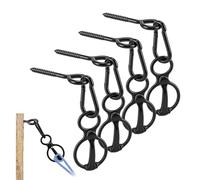 WODHMIEY 4 Pack Horse Tie Ring with Eye Bolt & Safety Snap, 304 Stainless Steel High Strength Training Equipment for Stable, Barn, Fence, Trailer (Carbon Steel, Black)