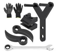 WODHMIEY Car Control Arm Tool Kit - Strut Double Head Spreader Pry Bar Ball Joint Remover High Carbon Steel Y-Shaped Puller Square Drive Plum Drive Wrench Gloves Repair Set for Cars SUV Van