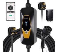 WODHMIEY Type 2 EV 3.5kW, 6A/8A/10A/13A/16A Variable, 5M Single Phase Portable EV Cable, App Control via Bluetooth & Wi-Fi with CEE 3 Pin Plug, LED Display, Carry Bag, IP54 Rated