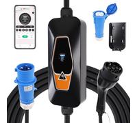WODHMIEY Type 2 EV 7kW, 6A/8A/10A/13A/16A/24A/32A Variable, 5M Single Phase Portable EV Cable, App Control via Bluetooth & Wi-Fi with CEE 3 Pin Plug, LED Display, Carry Bag, IP54 Rated