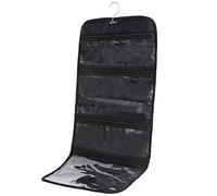 WODISON Foldable Clear Hanging Travel Toiletry Bag Cosmetic Organiser Storage Black