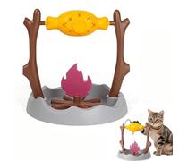 wodjcks Campfire Cat Feeder, Cat Campfire Treat Slow Feeder, pet Interactive Snack Dispenser Slow Food, Grilled Chicken Thigh 360° Rotating Leaky Toy with 3 Food Outlet, for Interactive and Training