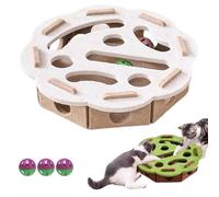 wodjcks Cat Scratch Puzzle Enrichment Box, 3 in 1 Cat Nail File Enrichment Box, Puzzle Felt Maze Boxes Cats Toys, with 3 Bells, for Indoor Mental Stimulation, Scratching and Hunting Fun(BeigeA)