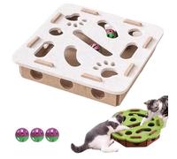 wodjcks Cat Scratch Puzzle Enrichment Box, 3 in 1 Cat Nail File Enrichment Box, Puzzle Felt Maze Boxes Cats Toys, with 3 Bells, for Indoor Mental Stimulation, Scratching and Hunting Fun(BeigeB)