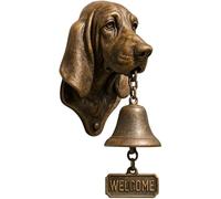 wodjcks Doberman Welcome Doorbell, German Shepherd Welcome Bell, West Highland White Terrier Welcome Doorbell,Wall-Mounted Decorative Hanging Bell for Yard Garden(Basset Hound)