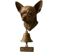 wodjcks Doberman Welcome Doorbell, German Shepherd Welcome Bell, West Highland White Terrier Welcome Doorbell,Wall-Mounted Decorative Hanging Bell for Yard Garden(Chihuahua)