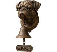wodjcks Doberman Welcome Doorbell, German Shepherd Welcome Bell, West Highland White Terrier Welcome Doorbell,Wall-Mounted Decorative Hanging Bell for Yard Garden(Pug)
