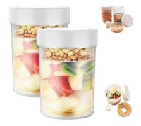 wodjcks Leakproof Salad Jars, 3-in-1 Portable Transparent Double-Layer Salad Jar, Wet/Dry Separation Containers, with Lid and Dressing Compartment, for Meal Prep, Travel & Lunch
