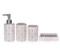 Wodlo - Groovy Bathroom Accessories Set - Complete Bath Accessory Sets Includes Soap Dispenser, Toothbrush Holder, Tumbler, Soap Dish,