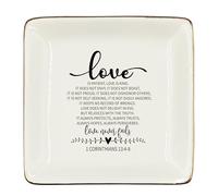 WODMIS 233-Hh-Ssp 1 Corinthians 13 Christian Ceramic Jewelry Tray, Love Is Patient Love Is Kind Bible Verse Jewelry Plate Dish, Christian Inspirational Gifts Ceramic Ring Trinket Dish For Women Her