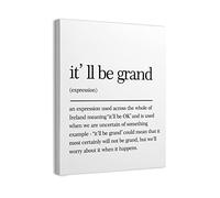 WODMIS Funny Irish Saying I'll Be Grand Definition Framed Canvas Wall Art Decor 11×14 inch,Inspirational Quote Print Painting Artwork Wall Decoration For Home Office,Irish Gifts,Encouragement Gifts