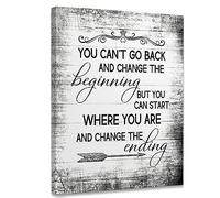 WODMIS Inspirational Wall Decor, You Can't Go Back and Change The Beginning Motivational Framed Canvas Wall Art, 11x14 inch, Positive Quotes Prints Painting Artwork, Home Office Decor