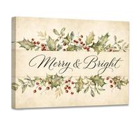 WODMIS Vintage Christmas Leaves Wall Decorations Framed Canvas Art 11x14