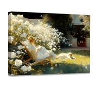 WODMIS Vintage Country Garden Wall Decor Framed Canvas Art, French Garden Cottagecore Decorations, Rustic Wall Canvas Home Decorations for Living Room Bedroom Home Wall Decor 11x14