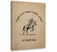 WODMIS Vintage Western Cowboy Wall Decorations Framed Canvas Art, This Is a High Class Joint Neutral Rustic Cowboy Riding Horse Decor Canvas Home Decorations for Bedroom Living Room Wall Decor 11x14