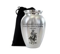 WODORO Cowboy Mini Keepsake Urn, Stainless Steel Small Memorial Urn for Human Ashes, Decorative Funeral Urn with Engraved Western Cowboy Boots and Hat with Cross, 2.56" Small Remembrance Vessel