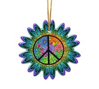 WODORO Hippie Peace Sign Wooden Hanging Ornament for Christmas Tree Decor & Car Accessory