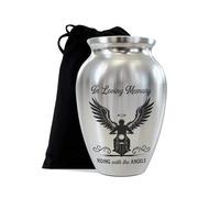 WODORO Motorcycle Mini Keepsake Urn, Stainless Steel Small Memorial Urn for Human Ashes, Decorative Funeral Urn for Biker Dad, Husband, Men, 2.56" Remembrance Vessel for Road Warriors