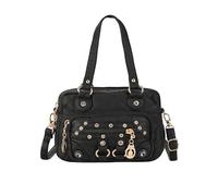 Wodouyzi 【2025 New Arrival】 Ethnic Rhinestone Handbag - Colorful Bohemian Crossbody Bag, Soft Washed Leather Multi-Color Shoulder Purse with Zipper Pocket, Unique Gift for Women (black)