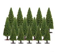 Wodsty 15 Pieces Model Trees for DIY Landscapes Christmas Village and Train Sets 3 Assorted Sizes 9-12.5cm Green Plastic