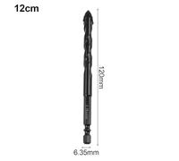 Wodsty 1pc Four-Flute Eccentric Drill Bit for Glass Tile Punching and Drilling, Carbide Material, Hex Shank, 6mm/8mm/10mm/12mm Size