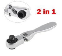 Wodsty 2 in 1 Mini Ratchet Wrench Screwdriver with 72 Teeth and 635mm Socket Head, Chrome Vanadium Steel, Ergonomic Handle for Small Space Repair