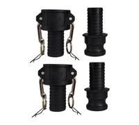 Wodsty 2 Sets Camlock Hose Fitting Kit Type C & E Made of Polypropylene, 1-2 Inch Quick Coupling with Barbed for Water and Oil, Black