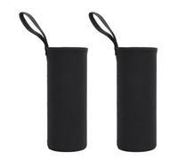 Wodsty 2Pcs Insulated Bottle Sleeve Bags Thermal Cup Holder For 550Ml To 1500Ml Water Bottles Stretchy Scuba Fabric Black Navy Blue Grey 2 Pack