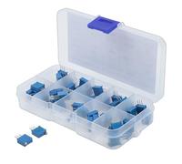 Wodsty 50 Piece Set 3296W Multi-turn Trimmer Potentiometer, 10 Resistance Values from 500Ω to 1MΩ, Blue Precision Resistors for Circuit Balancing and DIY Electronics