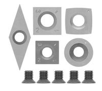 Wodsty 5Pcs Carbide Inserts Set for Wood Lathe Turning Tools, 15x15mm, 14x14mm, 16mm, 28mm, 4 Shapes, Silver