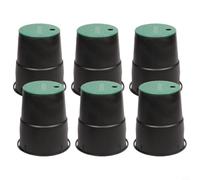 Wodsty 6 Pack Plastic Irrigation Valve Box 6 Inch, Anti-Slip Pp Ground Burial Enclosure With Reinforced Ribs For Garden Lawn Yard Watering System, Black And Green