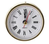 Wodsty 65mm Quartz Clock Insert with Gold-Colored Trim Home Decor, White Face with Roman Numbers, for Replacement Movement for Broken Clocks, Requires AAA Battery
