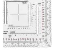 Wodsty Acrylic Coordinate Ruler with Scale 1:25000 and 1:63360, Degree Gauge 0-360° for Surveying, Construction and Engineering, 7 x 7 cm