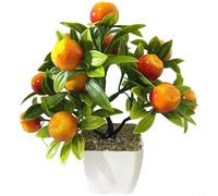 Wodsty Artificial Fruit Tree Bonsai, 22cm Fake Potted Plant with Realistic Foam Fruits, Low Maintenance Greenery for Home Office Desk Decor(B)