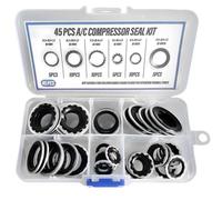 Wodsty Automotive Air Conditioning Compressor Gasket Sealing Kit, Rubber and Metal O-Ring Seals with 9 Sizes for Cars, Trucks, RVs and Commercial Vehicles