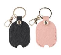 Wodsty Car Keychain for Women and Men 2 Pack Pu Leather Key for Ring Holder Set Compact Design for Car Keys House Keys Id Cards Easy Identification Black and Pink