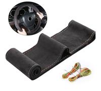 Wodsty Car Steering Wheel Cover For Diy Suede Leather Hand Sewn Kit with Needle and Thread NonSlip Fit 3738Cm For Most Car Models