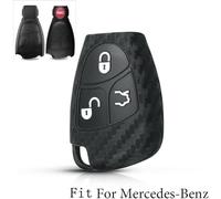 Wodsty Carbon Fiber Pattern Soft Silicone Car Key Cover For Mercedes benz W203 W204 W211 B C E Ml S Clk Cl 3 Button Remote Shock ABSorbing Waterproof Design with Seamless Fit