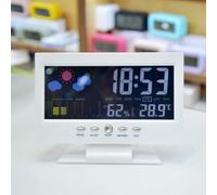 Wodsty Digital Weather Station with Temperature and Humidity Monitor, Color LCD Display, Alarm Clock, Voice Control Backlight for Home and Office