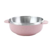 Wodsty Double-Layer Insulated Stainless Steel Children's Rice and Soup Bowl Set with Handle for Anti-Scalding and Simple Cleaning, Pink, Green, Blue, Khaki