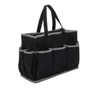 Wodsty Heavy Duty Waxed Canvas Tool Tote Bag With 10 Pockets, 16 Oz Garden Storage For Hand Tools, Water Resistant Organizer For Gardeners And Handymen, Khaki, 36 X 14 X 26.5 Cm(black)