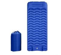 Wodsty Lightweight Inflatable Sleeping Pad for Camping, Wear-Resistant 50D Nylon Air Mattress with Foot Pump, Splicable Design, Army Yellow(Navy blue with gray)
