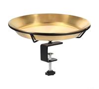 Wodsty Outdoor Stainless Steel Bird Bath For Balcony Railing, Hanging Feeder Tray With Large Water Basin, Tool-Free Installation Garden Wildlife Attractor, Easy Clean Golden Design