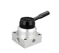 Wodsty Pneumatic Switch Hand Valve K34R6-8, Three-Position Four-Way Manual Reversing Valve, Aluminum Body for Automation and Machinery