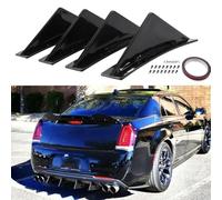 Wodsty Rear Bumper Diffuser Lip Splitter Fin Trim Cap for Chrysler 300, 4-Piece Set, Black ABS Plastic