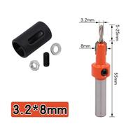 Wodsty Self Tapping Screw Countersink Drill Bit with Adjustable Stop Collar for Woodworking, 8mm Round Shank, 2.8x8/3x8/3.2x8/3.5x8/4x8mm